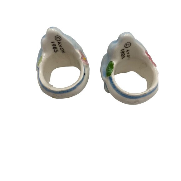 Vintage Avon 1983 Love Birds Taper Candle Holders Huggers Set/2 Ceramic Flowers - Picture 4 of 7